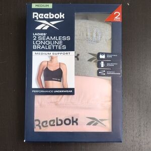 Reebok Seamless Longline Bralette Set - Gray and Pink